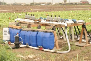 Manifold and injection system used for simulating irrigation water with different concentrations of nitrate-N.